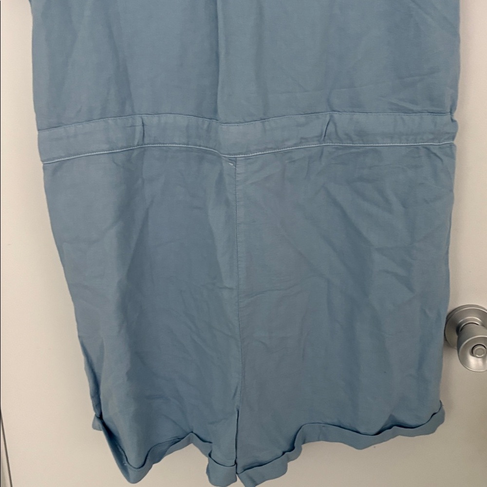Bella Dahla Blue Rolled Hem Cotton Utility Women’s Romper Size Large - Picture 7 of 9